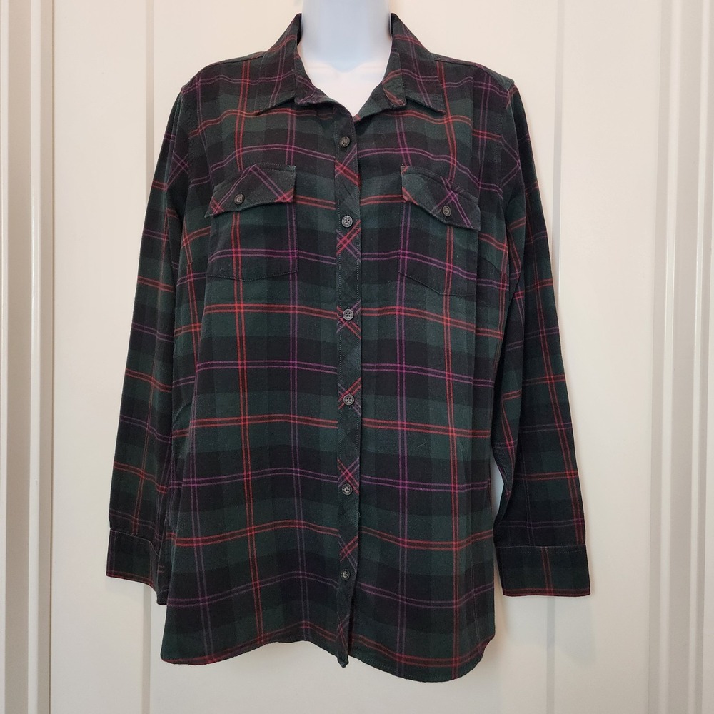 Eddie Bauer XL Classic Flannel Shirt Plaid Cozy Outdoor Preppy Rustic Holiday - Picture 2 of 16